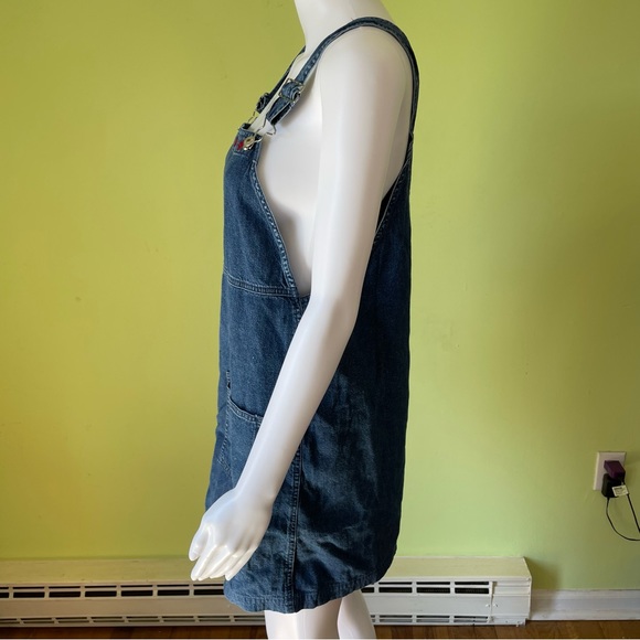 VINTAGE 90s MARSH LANDING DENIM JEAN EMBROIDERED STAR OVERALL DRESS SIZE SMALL - Picture 3 of 7